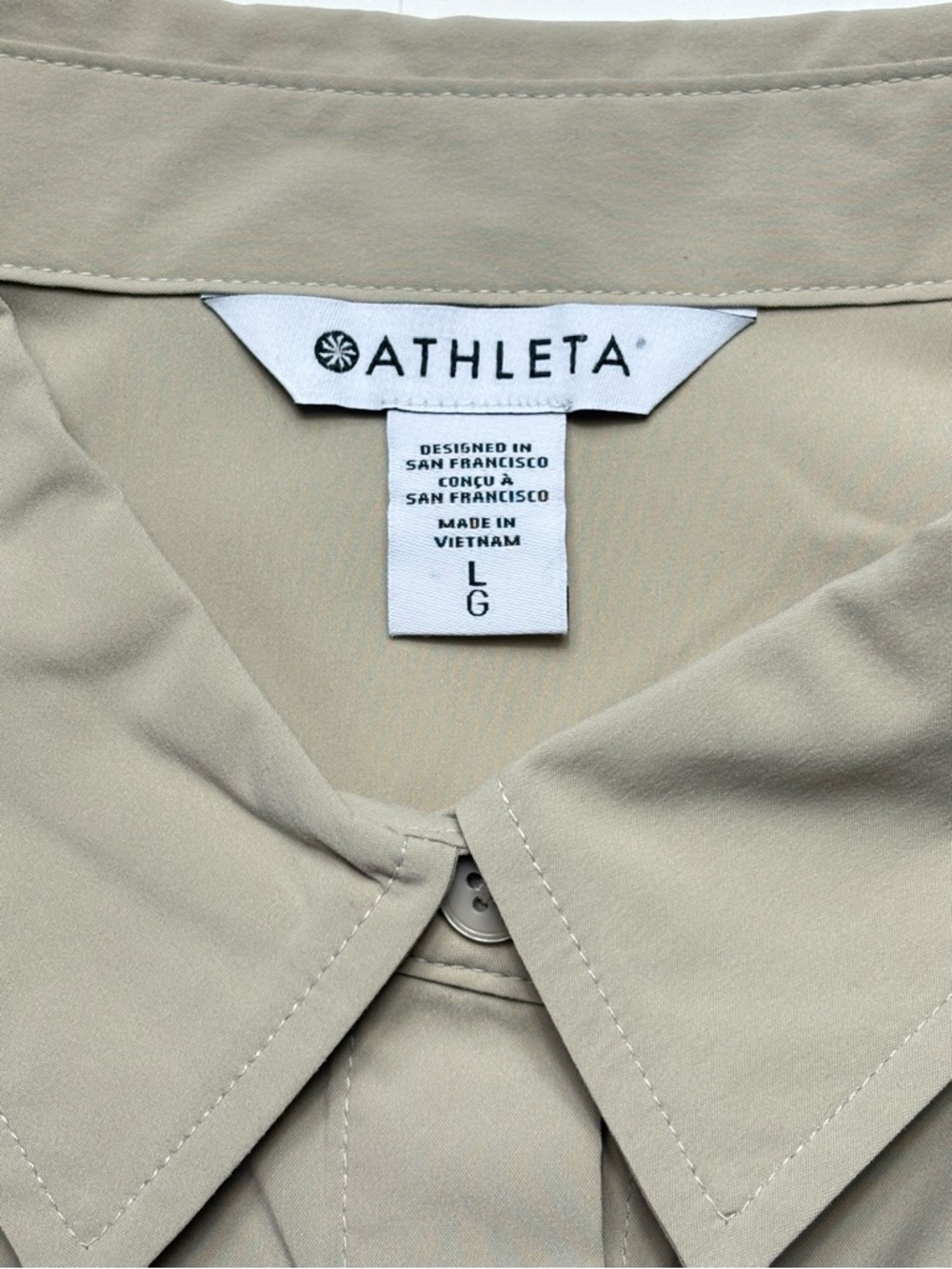 NWT Athleta Midday Ultra Cropped Poplin Shirt • Ecru • Size L - Picture 7 of 11